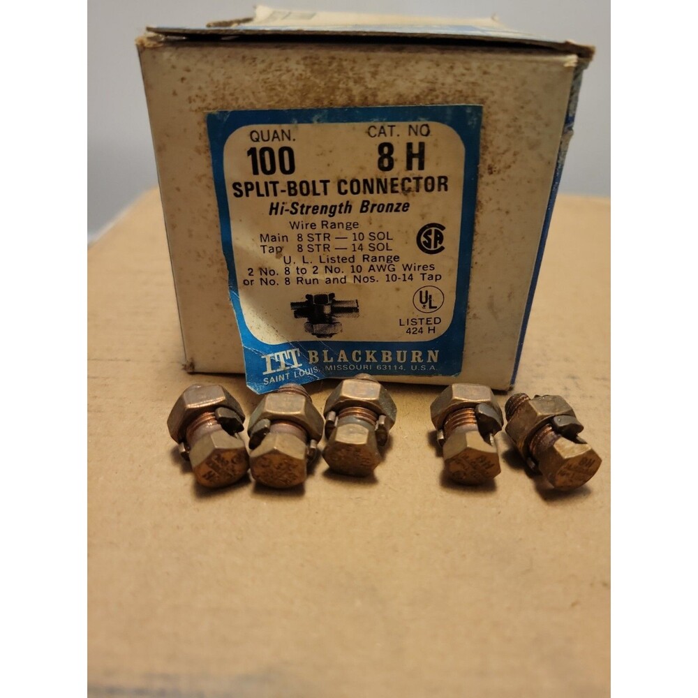 Blackburn 8H Split Bolt Connector Hi Strength Bronze (Lot of 5)